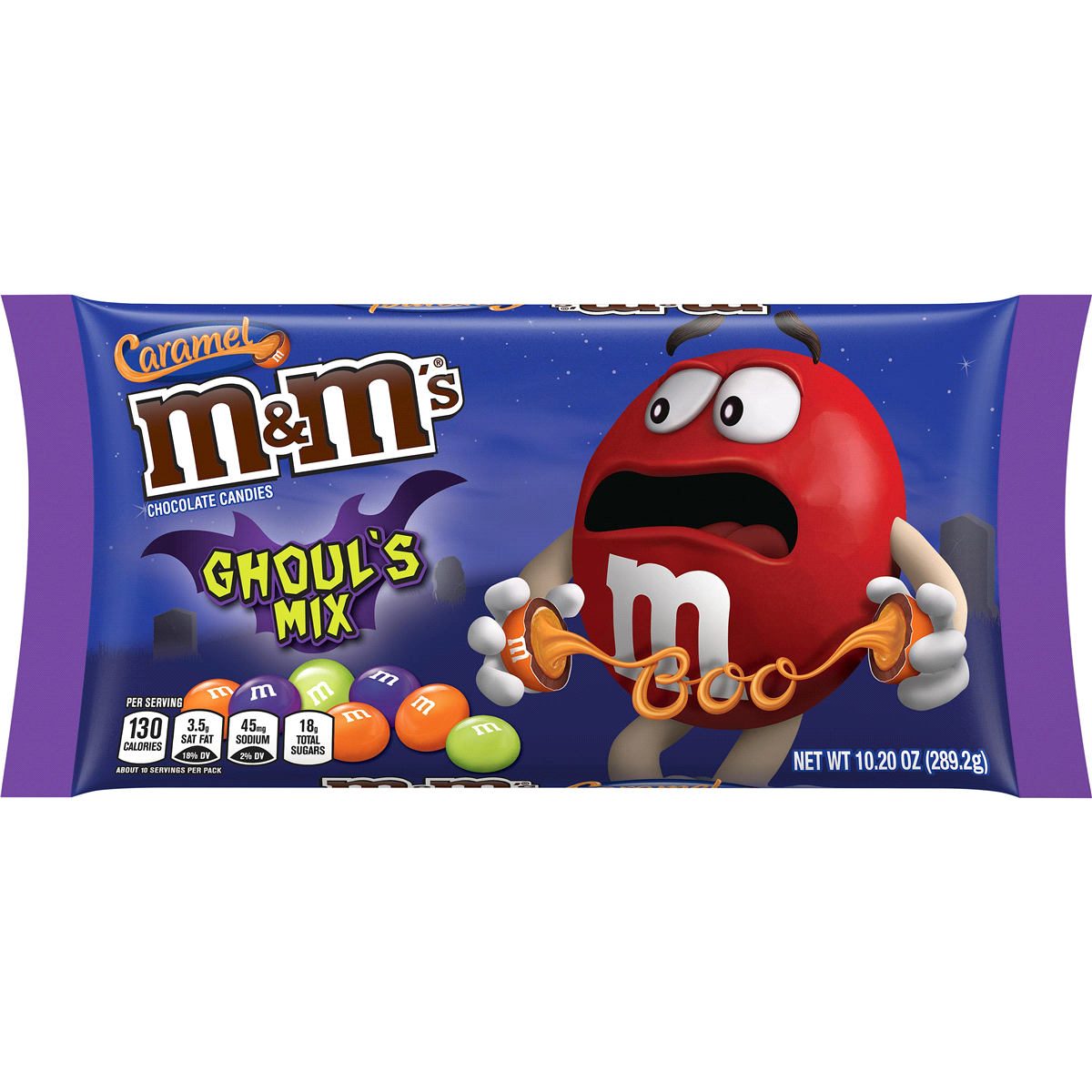 slide 1 of 1, M&M's Ghoul's Mix Caramel Chocolate Halloween Candy, 11.4 oz
