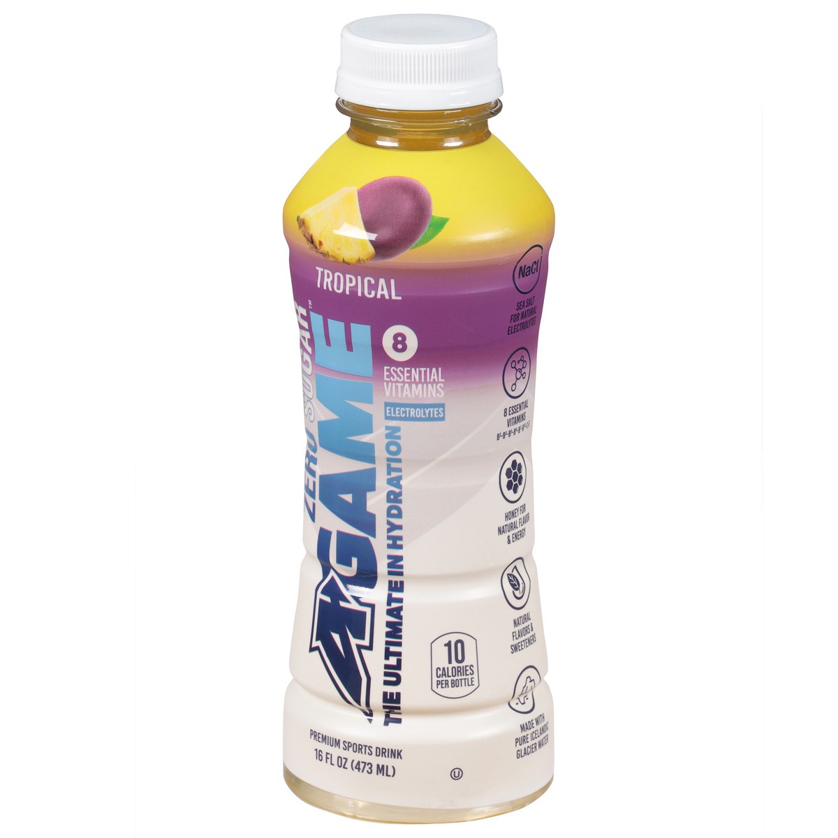 slide 9 of 13, A-Game Premium Zero Sugar Tropical Sports Drink 16 fl oz, 16 oz