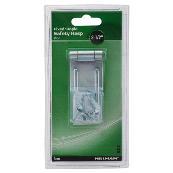 slide 1 of 1, Hillman Fixed Staple Safety Hasp, 3-1/2", 1 ct