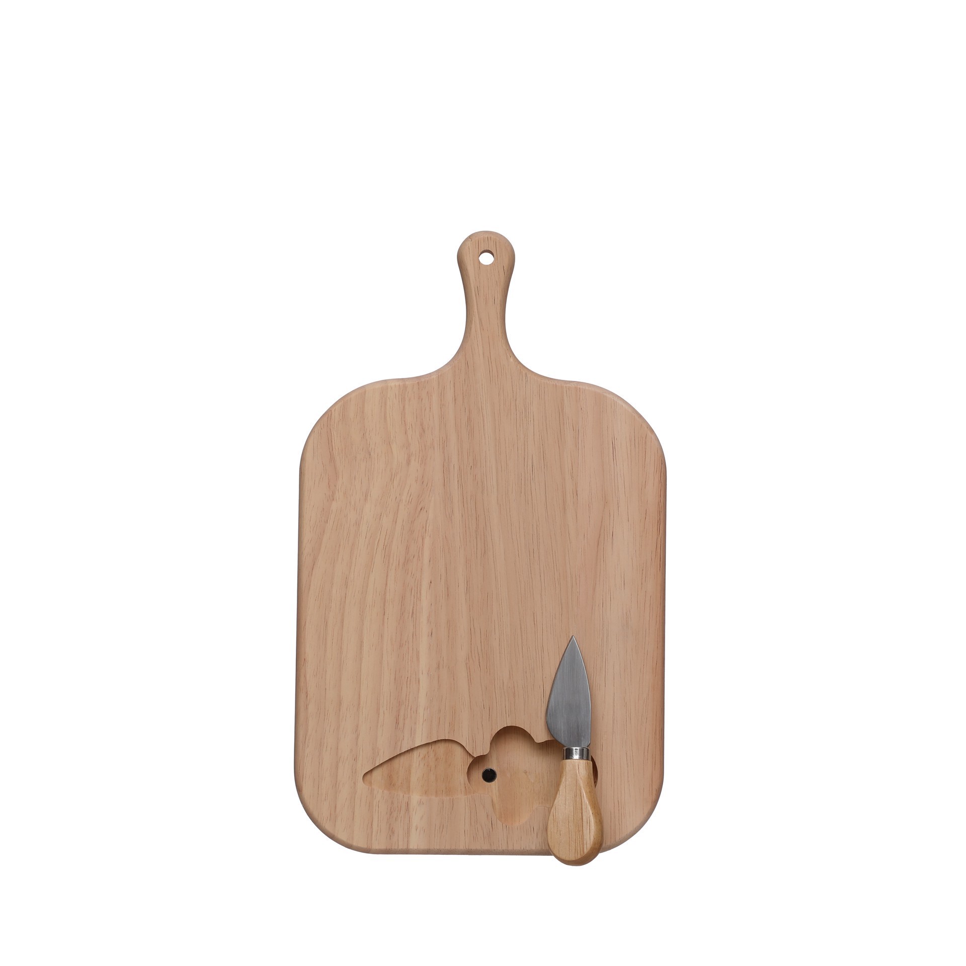 slide 3 of 3, 13.75" Natural Rectangular Wood Cheese Board With Knife By Ashland, 6.25 in x 13.75 in x 0.625 in