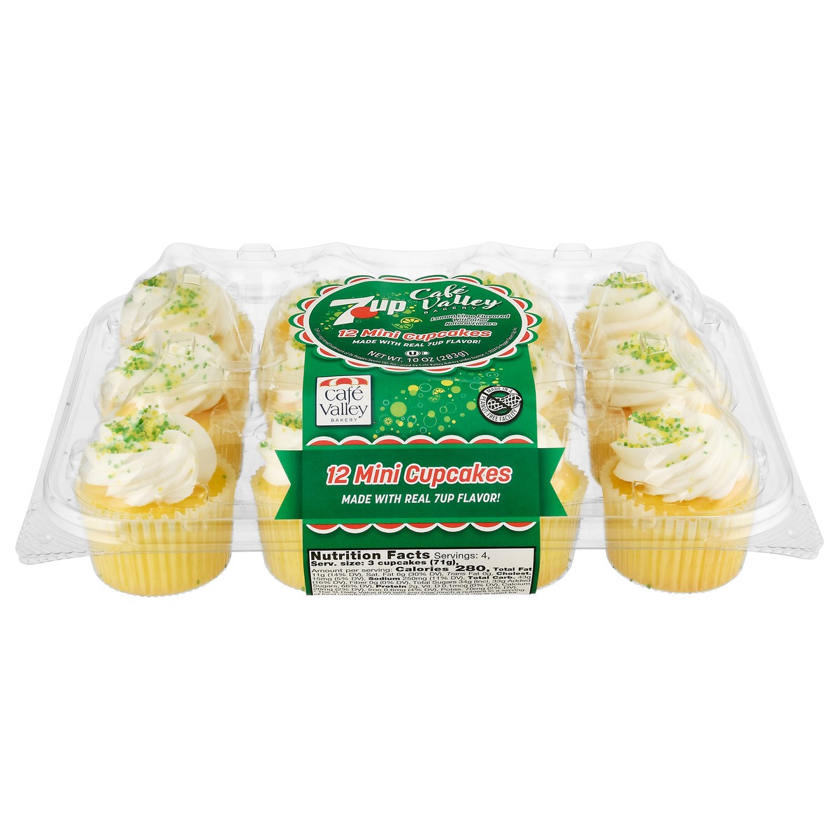 slide 1 of 13, Cafe Valley Bakery 7 Up Lemon Lime Flavored Cupcakes Mini 12 ea, 12 ct