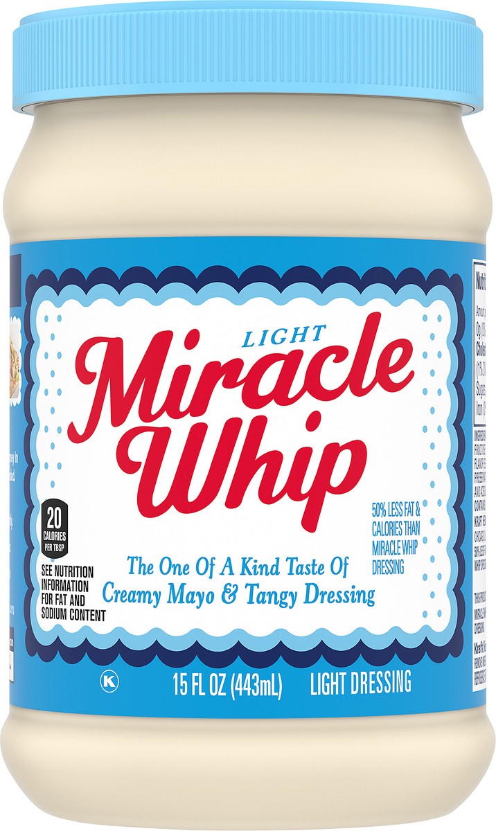 slide 1 of 9, Miracle Whip Light Dressing, 15 fl oz Jar, 15 fl oz