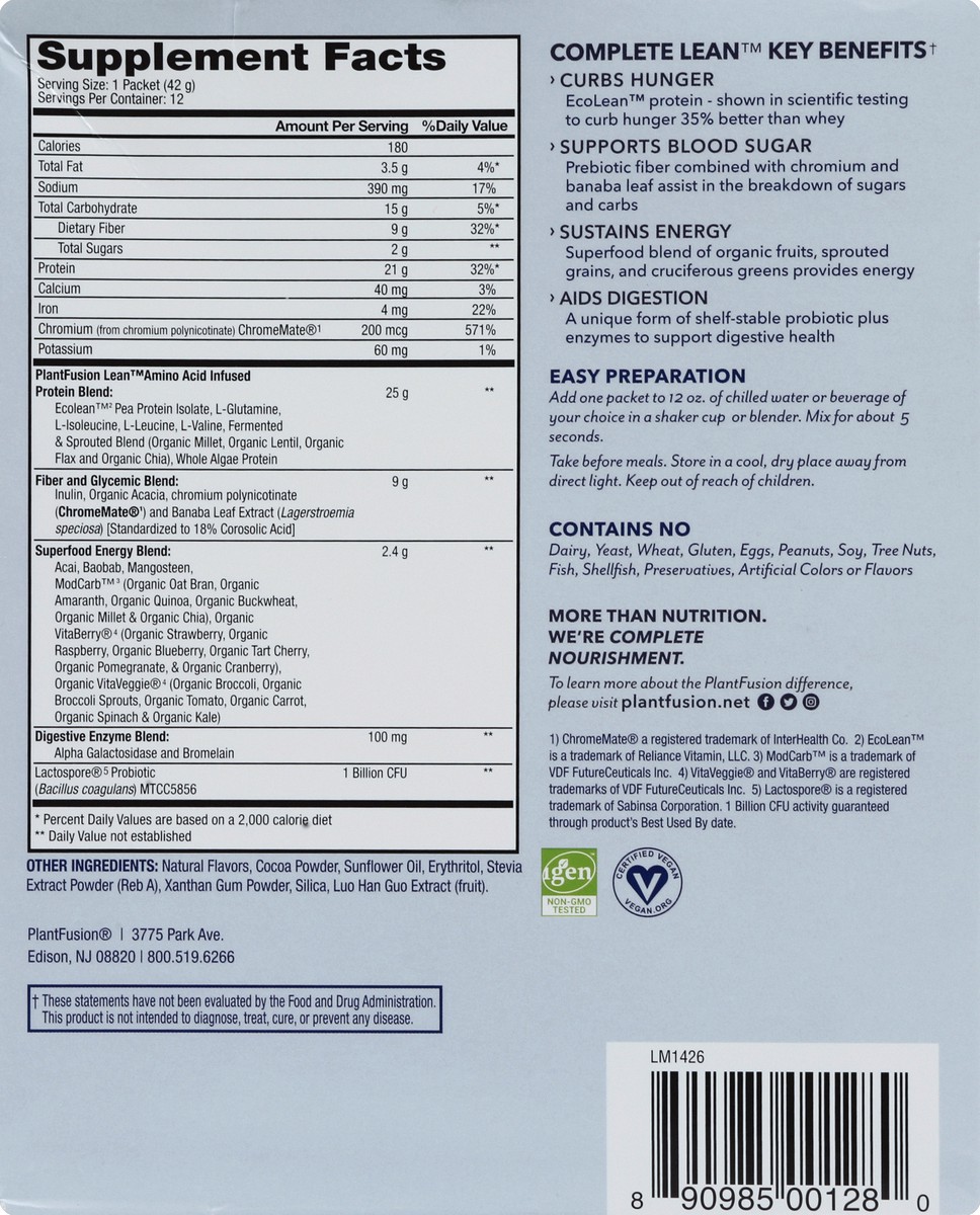 slide 2 of 8, PlantFusion Complete Lean 12 ea, 1.48 oz