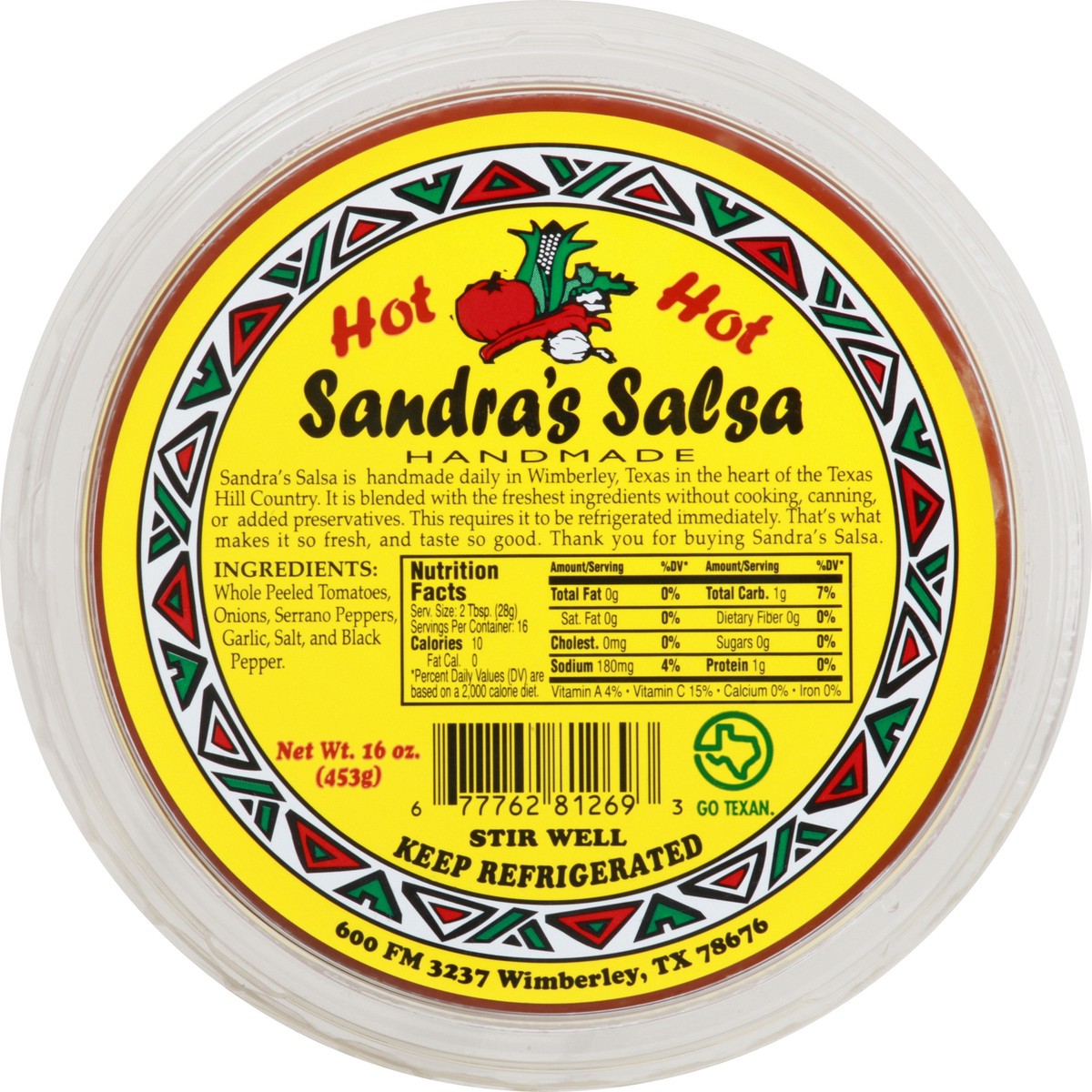 slide 8 of 13, Sandras Salsa Hot Salsa 16 oz, 16 oz