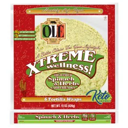 Olé Xtreme Wellness Spinach & Herbs 10" Tortillas, Keto Friendly