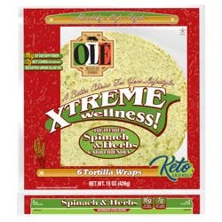 Olé Xtreme Wellness Spinach & Herbs 10" Tortillas, Keto Friendly