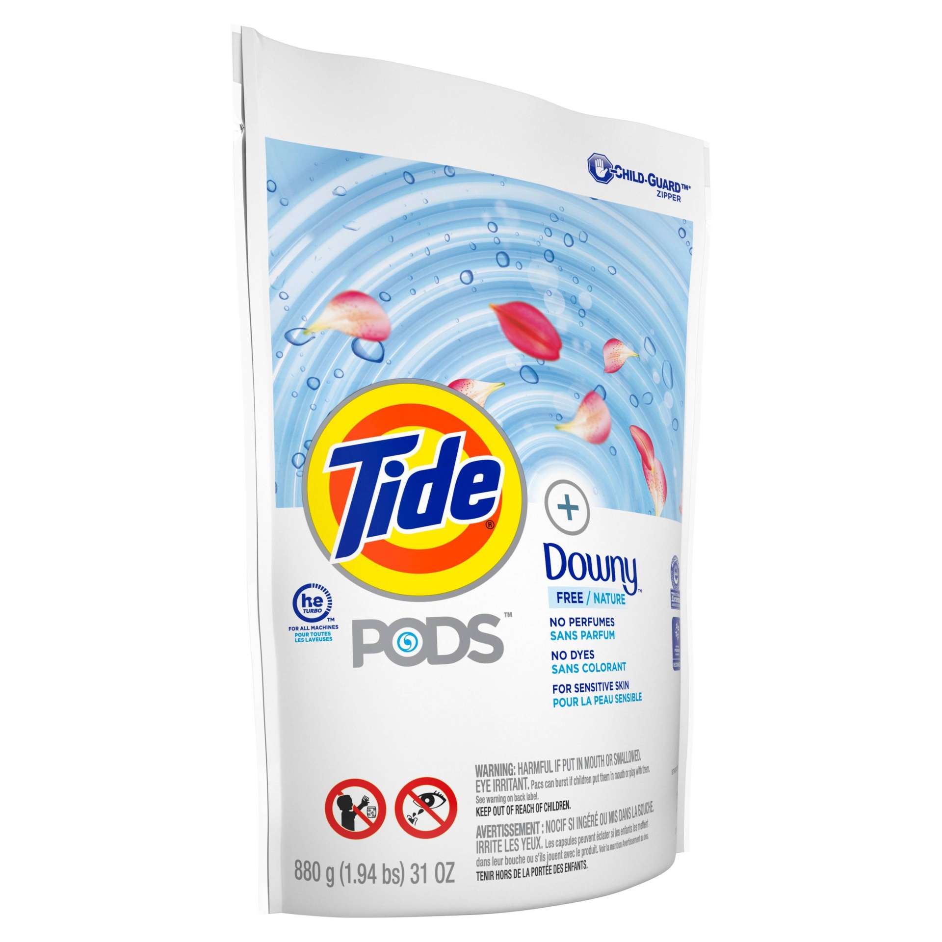 slide 1 of 1, Tide PODS Free Plus Downy Laundry Detergent Pacs, 31 oz