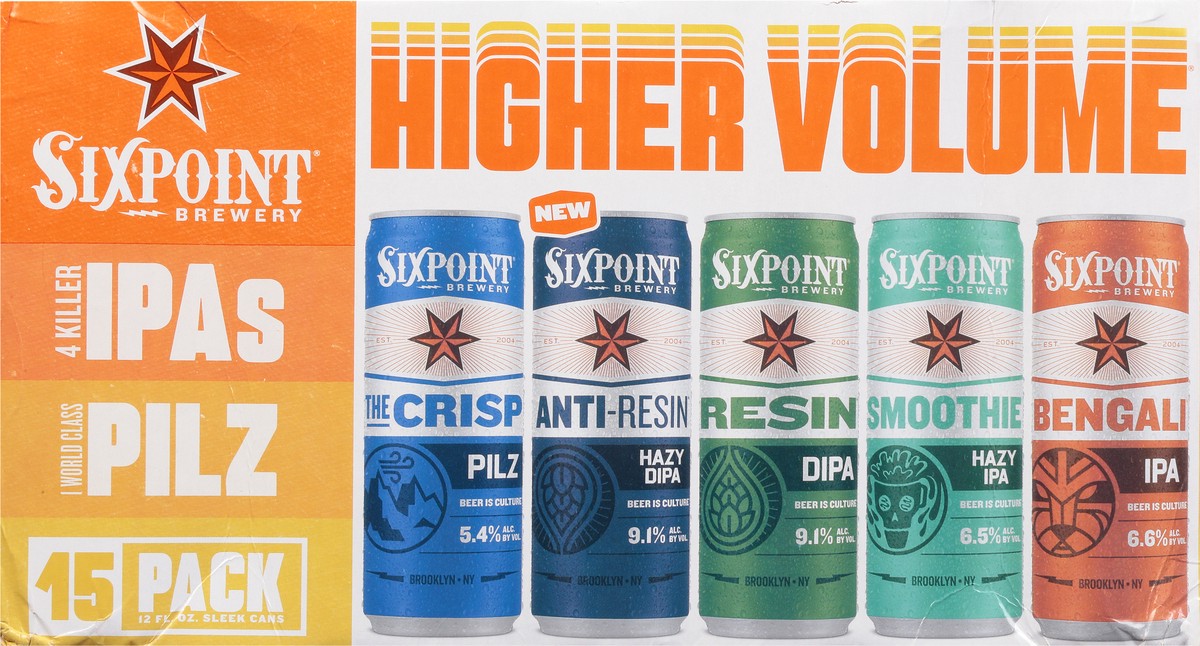 slide 5 of 10, Sixpoint Brewery Higher Volume Variety Pack 15 Pack 12 fl oz. Cans, 12 oz