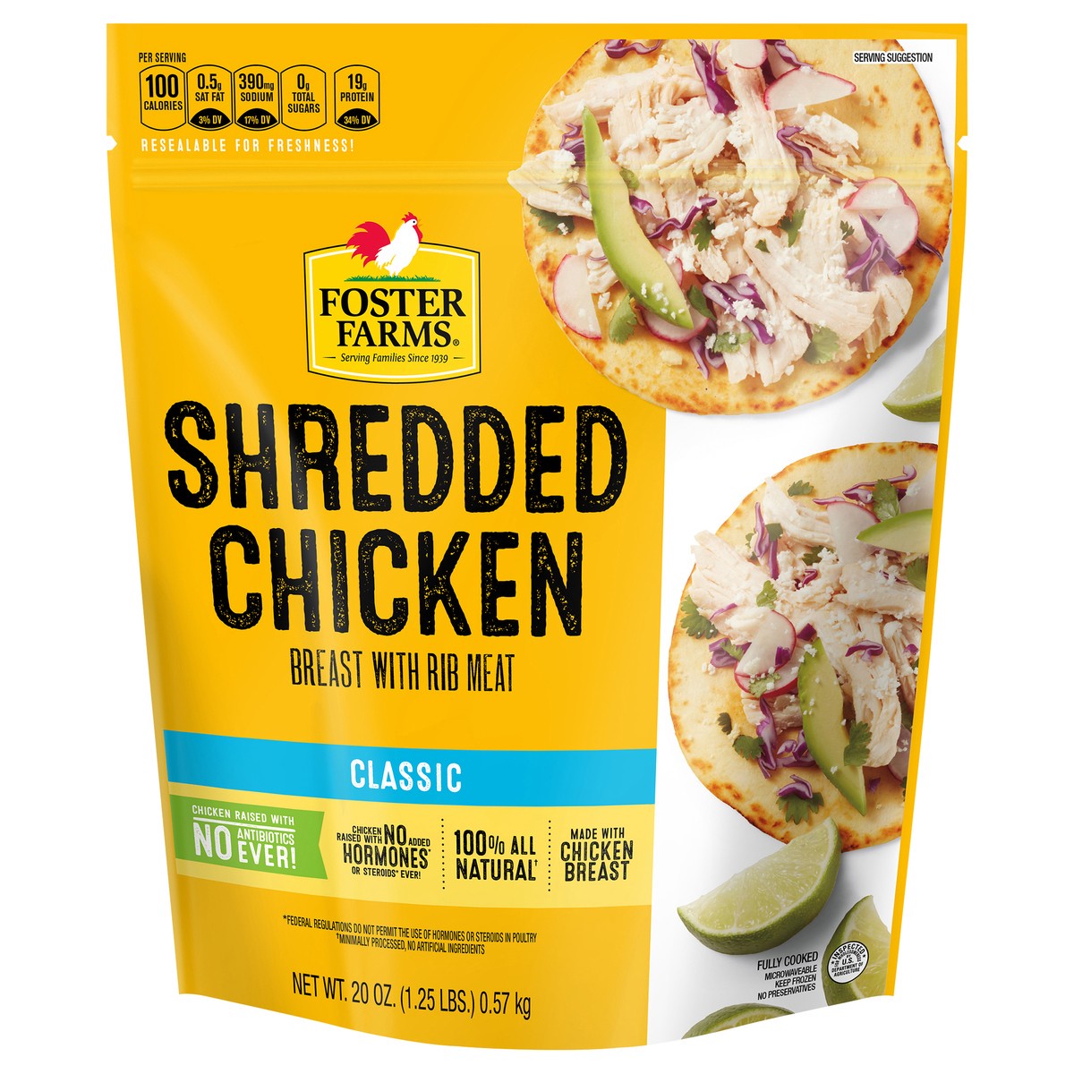 slide 1 of 2, Foster Farms Shredded Chicken Breast - 20 Oz, 20 oz