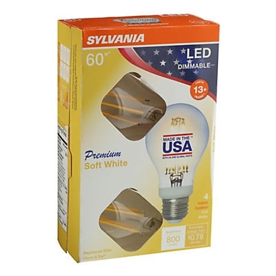 slide 1 of 1, Sylvania  60W LED Dimmable Soft White Lightbulbs, 4 ct