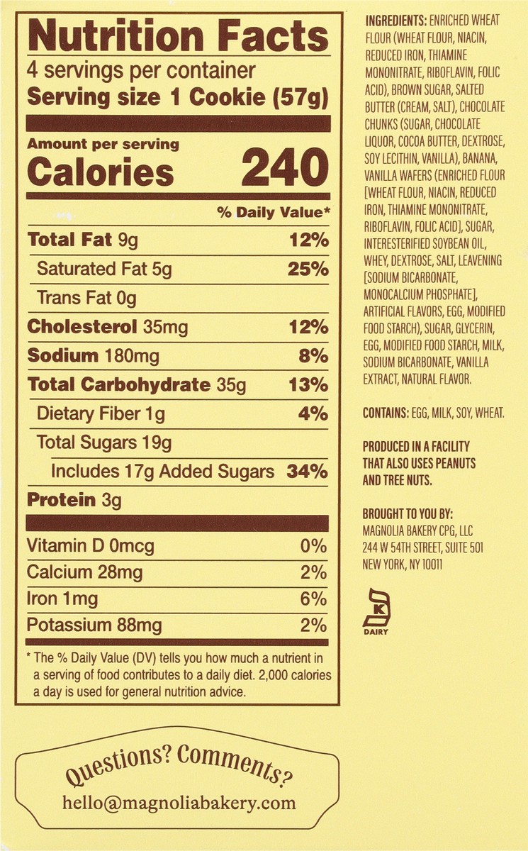 slide 8 of 9, Magnolia Bakery Chocolate Chunk Banana Pudding Cookies 4 - 2 oz Cookies, 4 ct