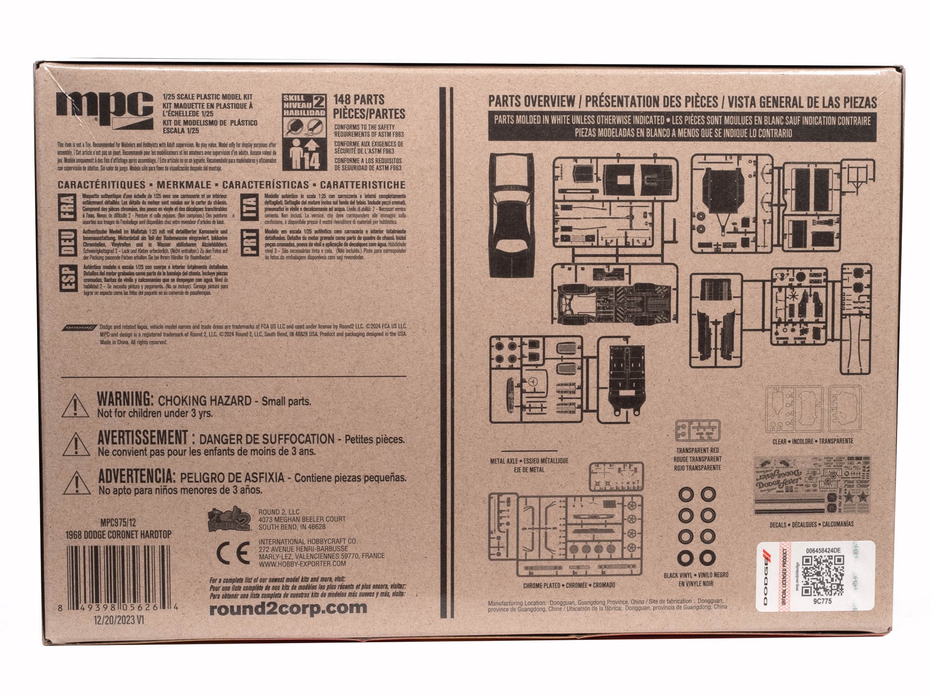 slide 2 of 4, Mpc 1968 Dodge Coronet Hardtop With Trailer 1:25 Scale Model Kit, 1 ct
