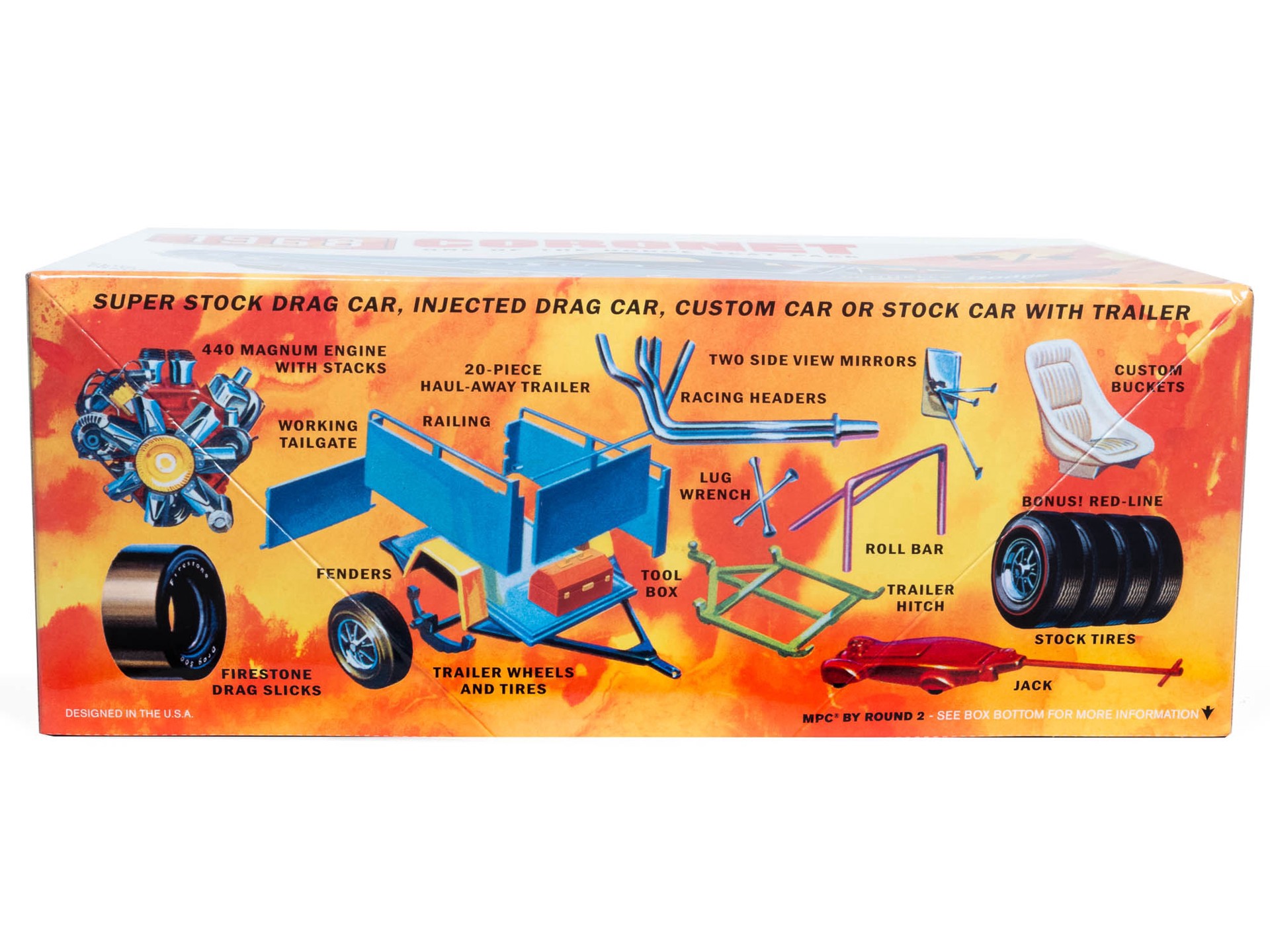 slide 3 of 4, Mpc 1968 Dodge Coronet Hardtop With Trailer 1:25 Scale Model Kit, 1 ct