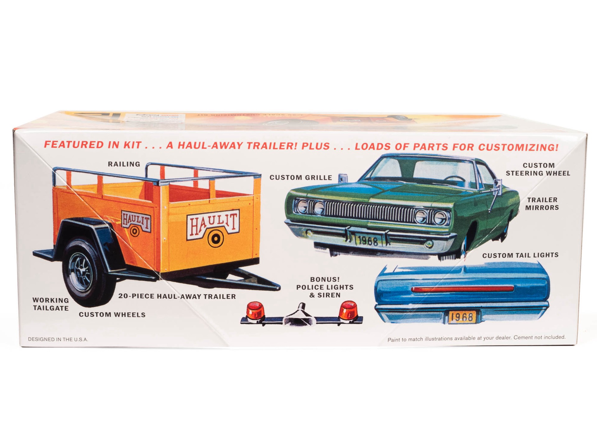 slide 4 of 4, Mpc 1968 Dodge Coronet Hardtop With Trailer 1:25 Scale Model Kit, 1 ct
