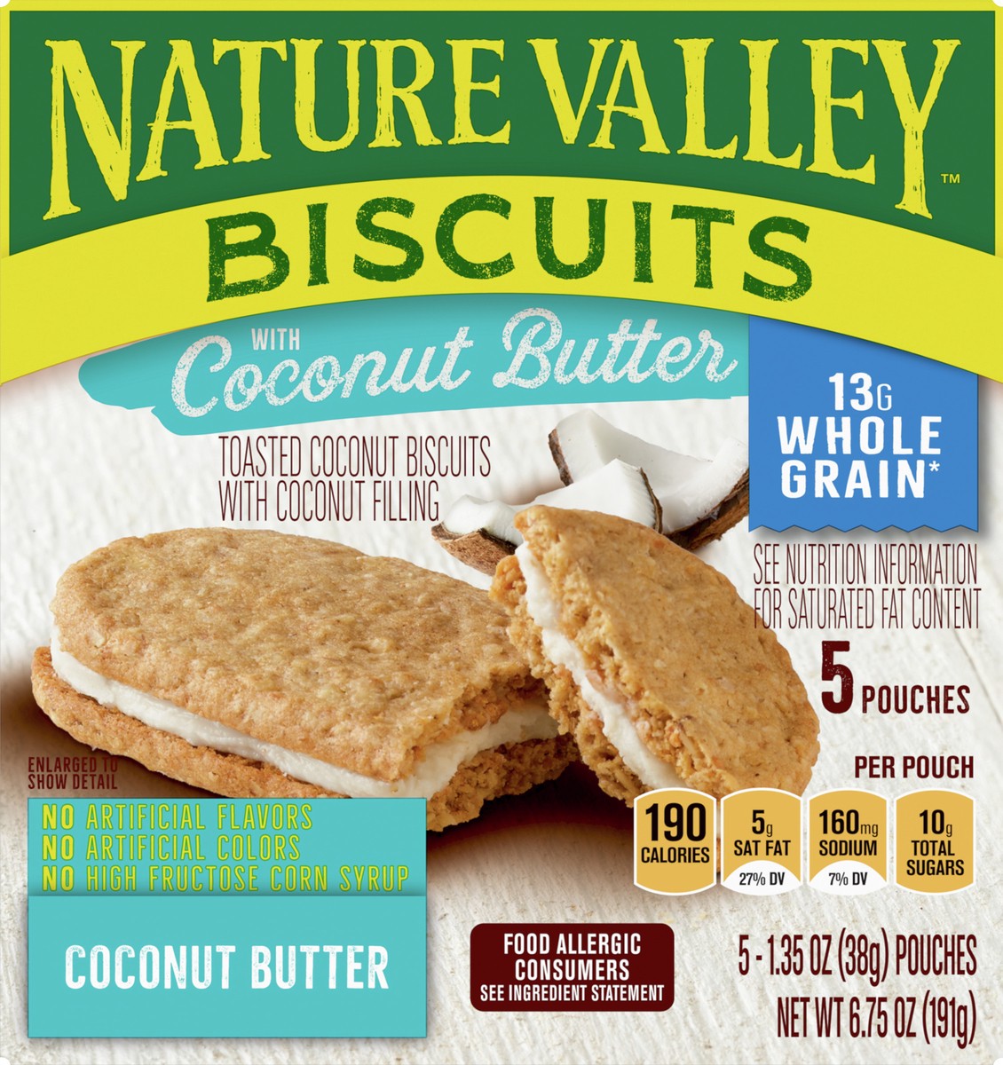 slide 6 of 9, Nature Valley Toasted Coconut Biscuit Sandwiches, 5 ct, 5 ct