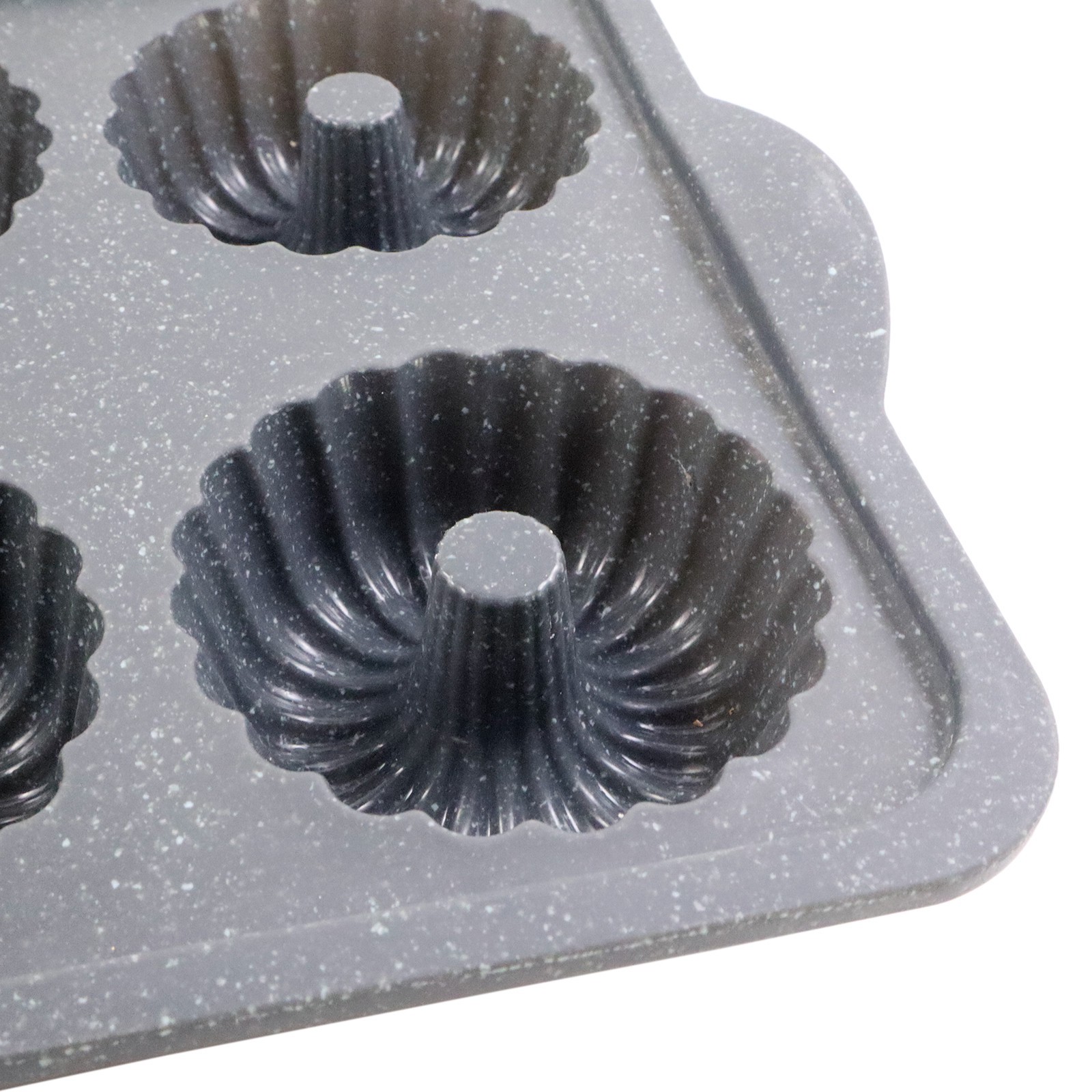 slide 2 of 5, 6-Cavity Metal Reinforced Silicone Mini Fluted Cake Pan By Celebrate It, 9.88 in x 13.90 in x 2.11 in