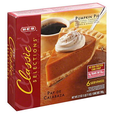 slide 1 of 1, H-E-B Classic Selections Pumpkin Pie, 27 oz