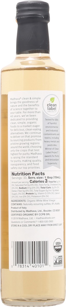 slide 6 of 14, Madhava Organic White Wine Vinegar - 16.9 fl oz, 16.9 fl oz