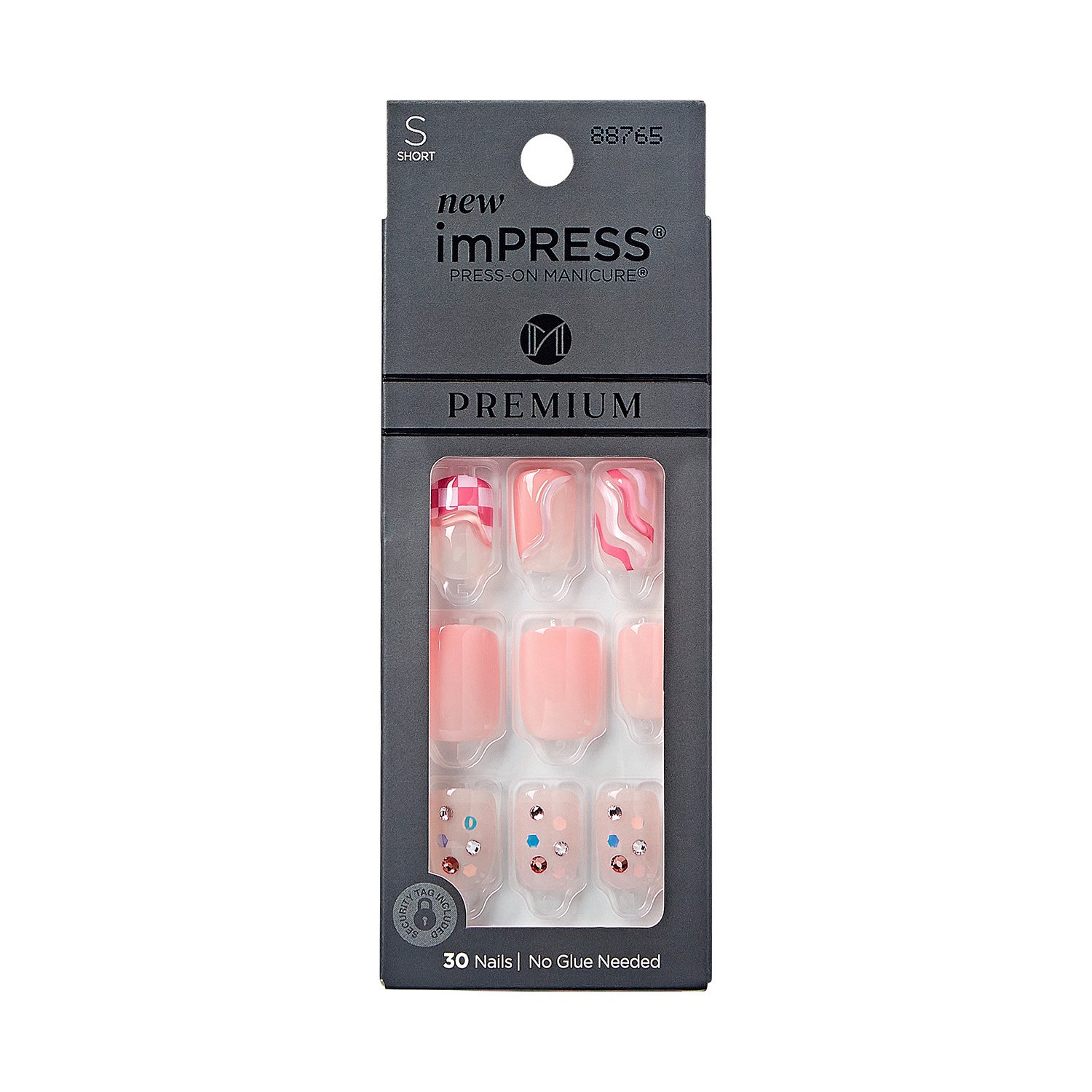 slide 1 of 13, imPRESS KISS imPRESS Premium Short Square Press-On Nails, Glossy Orange, 30 Pieces, 1 ct