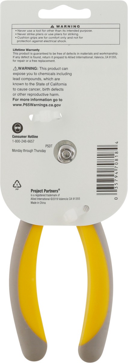 slide 5 of 9, Project Partners 6 Inch Slip Joint Pliers 1 ea, 1 ct