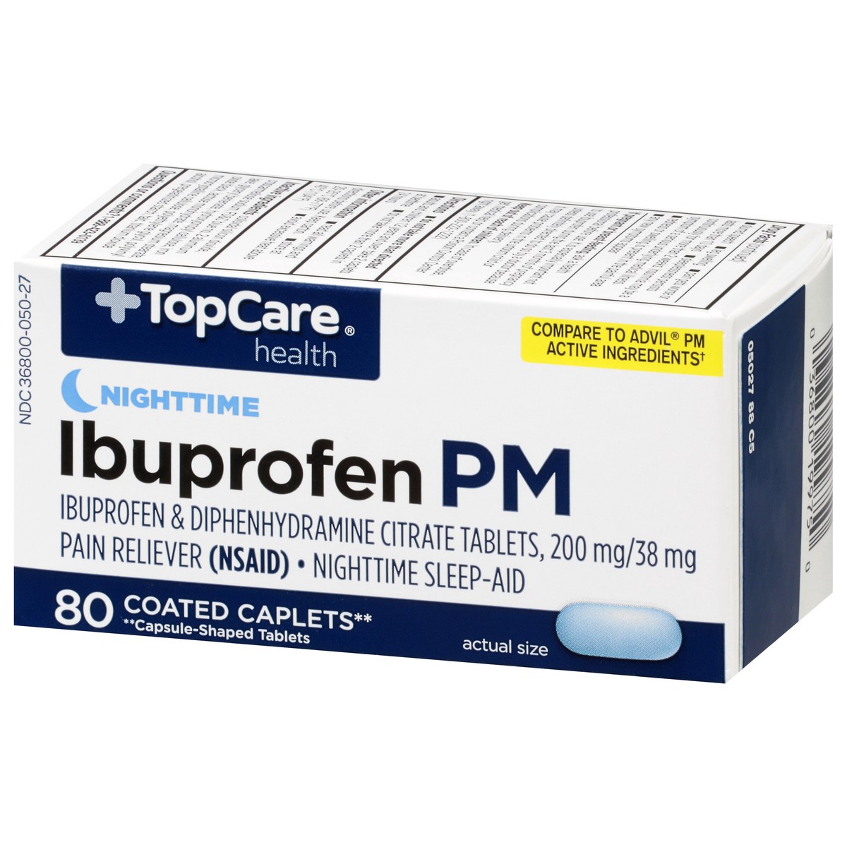 slide 4 of 9, TopCare Ibuprofen Pm 200 Mg Pain Reliever (nsaid) & Diphenhydramine Citrate 38 Mg Nighttime Sleep-aid Coated Caplets, 80 ct