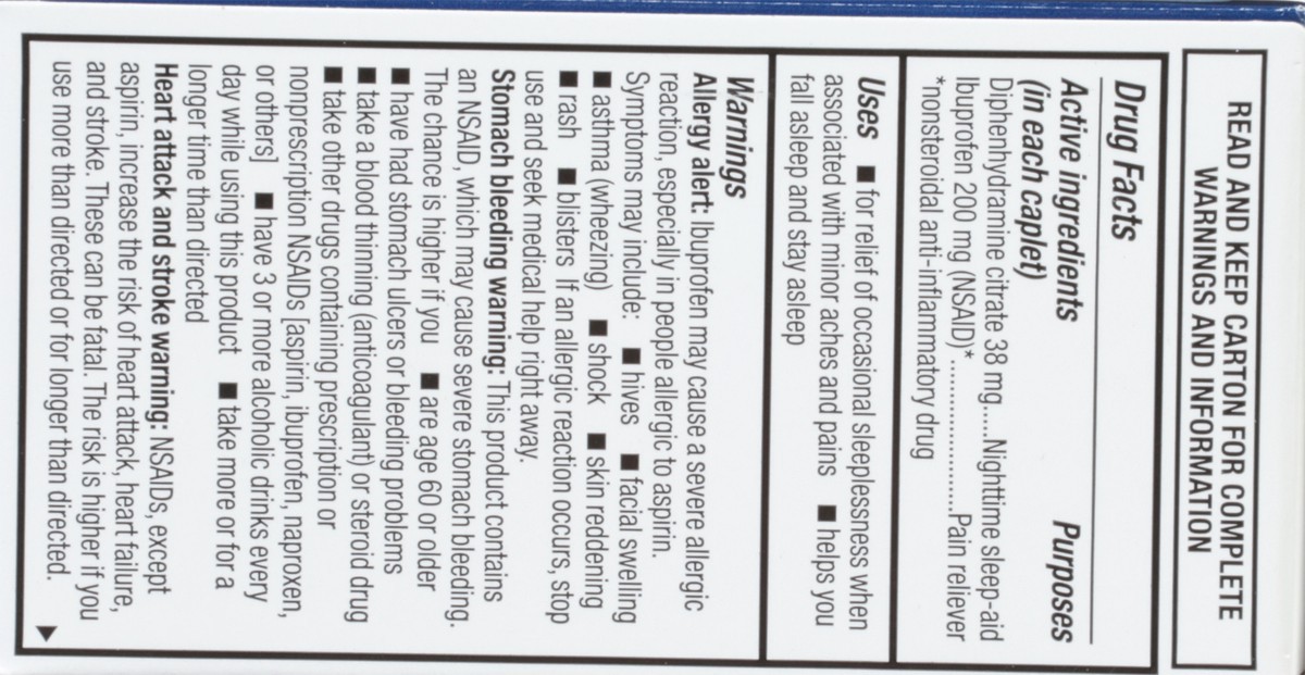 slide 6 of 9, TopCare Ibuprofen Pm 200 Mg Pain Reliever (nsaid) & Diphenhydramine Citrate 38 Mg Nighttime Sleep-aid Coated Caplets, 80 ct