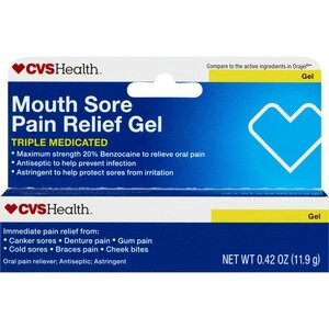slide 1 of 1, CVS Health Triple Medicated Mouth Sore Pain Relief Gel, 0.42 Oz, 1 ct
