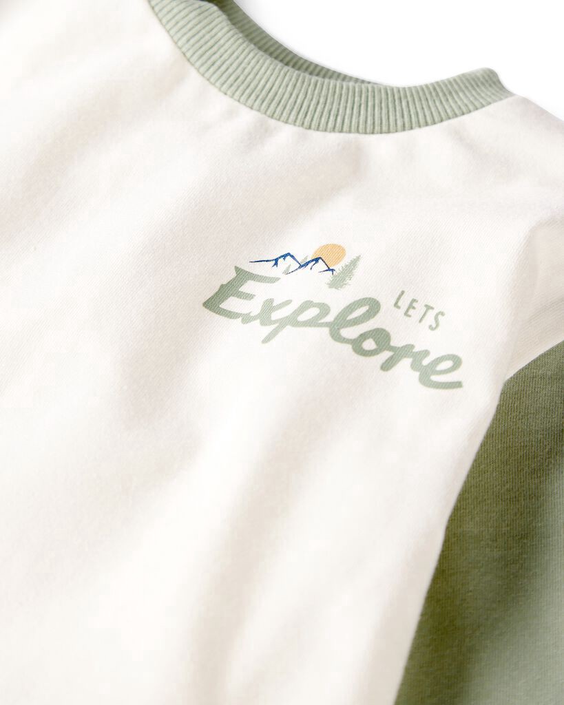 slide 5 of 5, Littleplanet Baby Girl Organic Cotton Let's Explore Long-Sleeve Tee Whitecap, Moss Green 12M, 1 ct