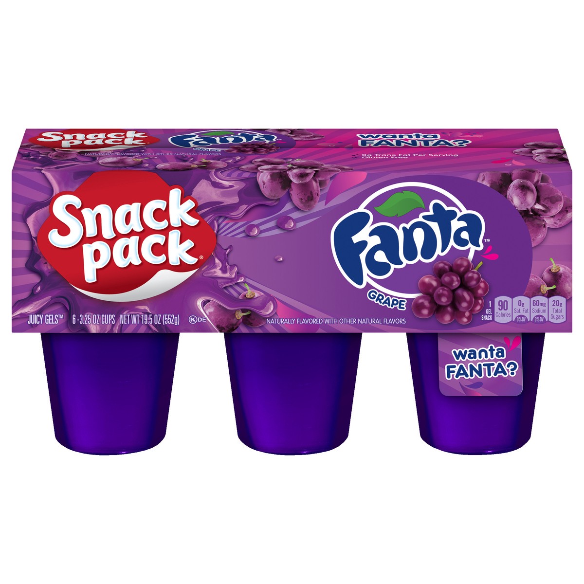 slide 1 of 10, Snack Pack Fanta Grape Juicy Gels 6 ea, 6 ct