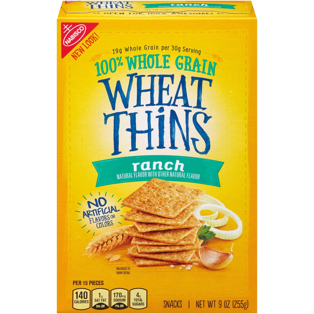 slide 1 of 14, Wheat Thins Ranch Whole Grain Wheat Crackers, 9 oz, 0.56 lb