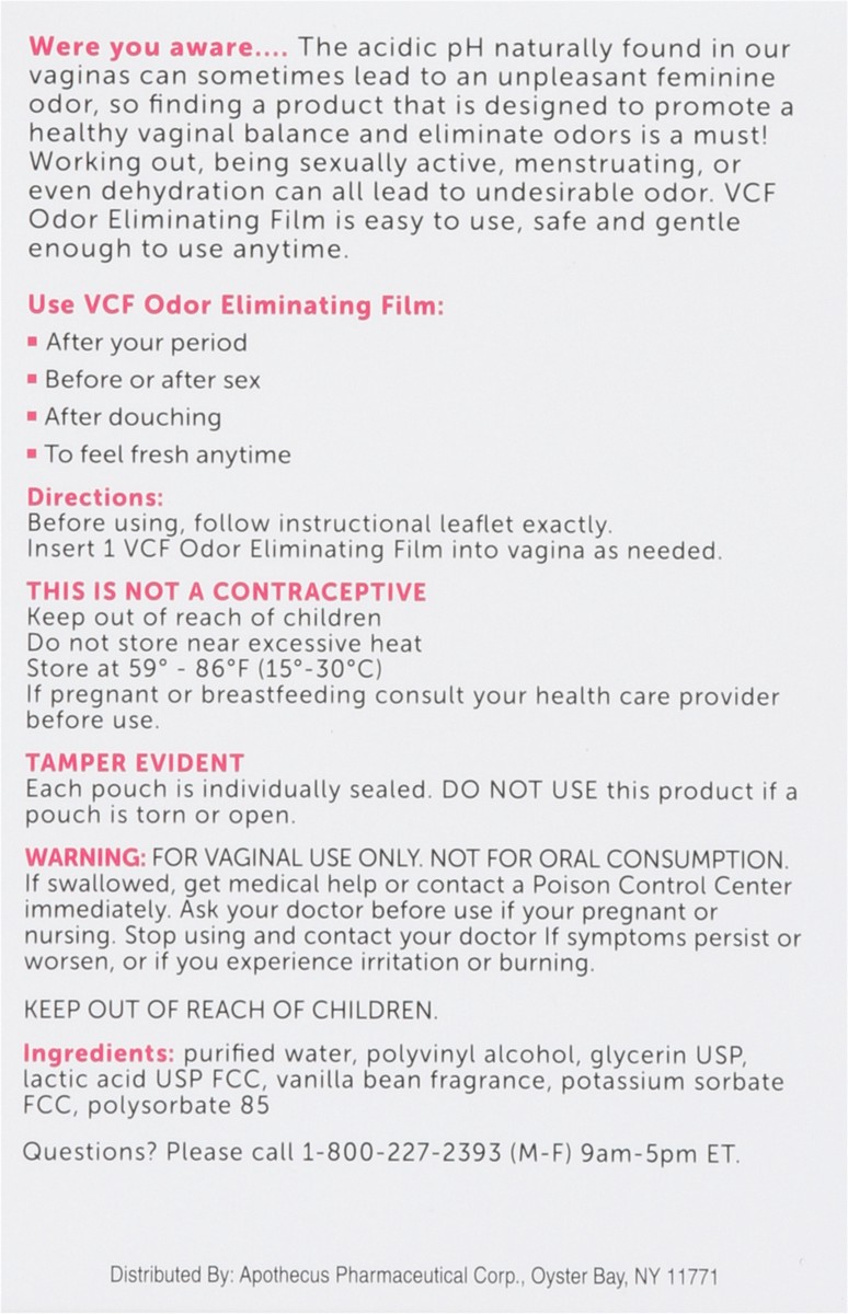 slide 10 of 13, VCF Vaginal Odor Eliminating Films 12 ea, 12 ct