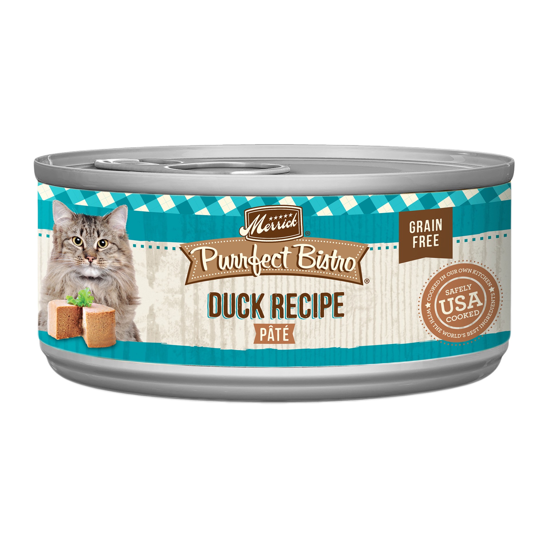 slide 1 of 7, Merrick Purrfect Bistro Grain Free Premium Soft Canned Pate Adult Wet Cat Food, High Protein Duck Recipe, 3 oz