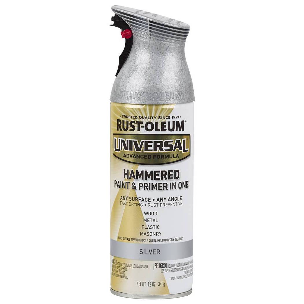slide 1 of 1, Rust-Oleum Universal Hammered Paint & Primer in One Spray Paint - 245219 Silver, 11 oz