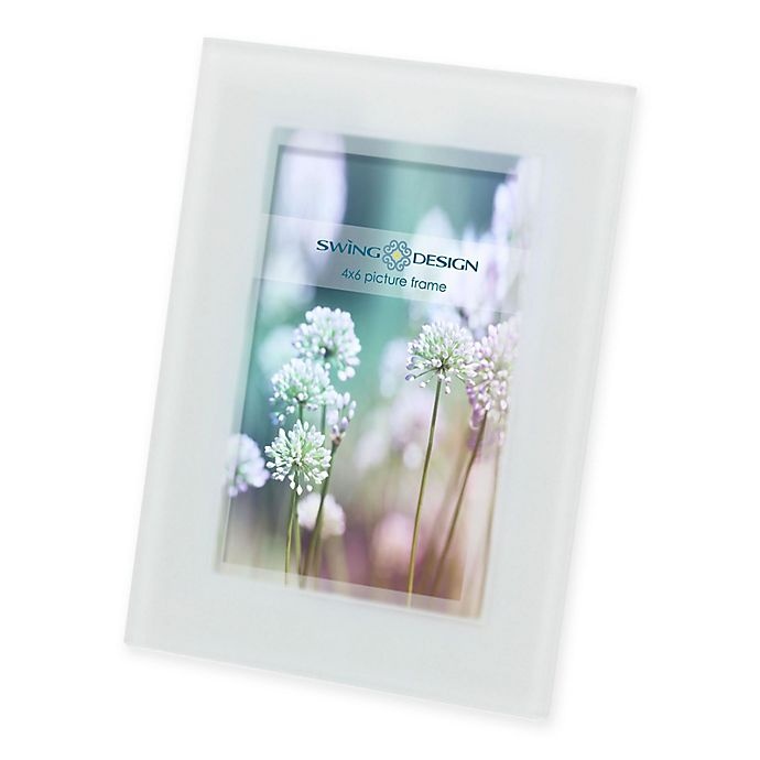 slide 1 of 1, Swing Design Frosted Glass Picture Frame - White, 4 in x 6 in