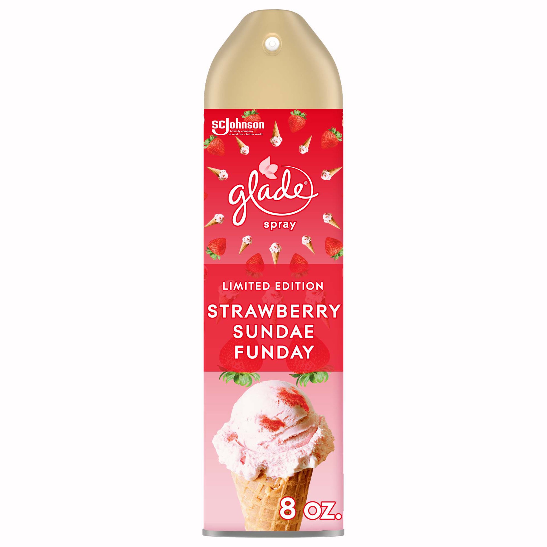 slide 5 of 5, Glade Aerosol Spray, Glade Air Freshener, Strawberry Sundae Funday, 8 oz., 8 oz