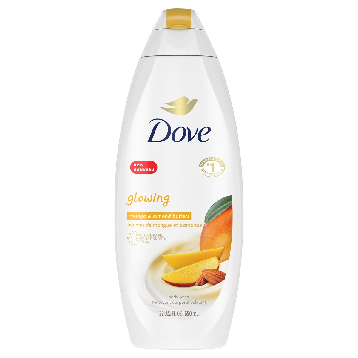 slide 1 of 3, Dove Beauty Mango + Almond Butter Body Wash, 22 fl oz