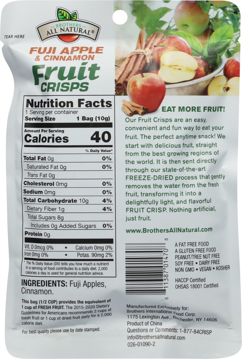 slide 6 of 9, Brothers All Natural Freeze Dried Fuji Apple & Cinnamon Fruit Crisps 0.35 oz, 0.35 oz