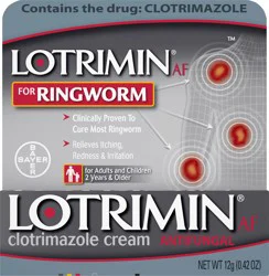 Lotrimin AF Antifungal Clotrimazole Cream for Ringworm 12 g Box