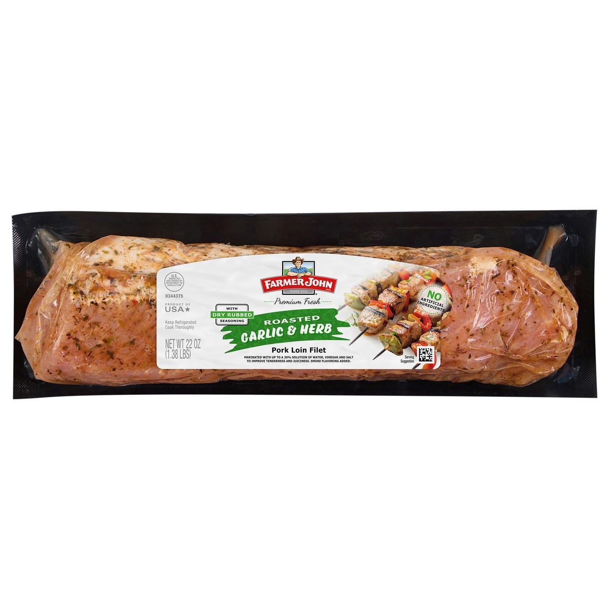 slide 1 of 10, Farmer John Pork Loin Fillet Roasted Garlic Herb - 22 oz, 22 oz
