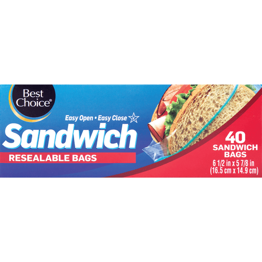 slide 1 of 1, Best Choice Resealable Sandwich Bags, 40 ct
