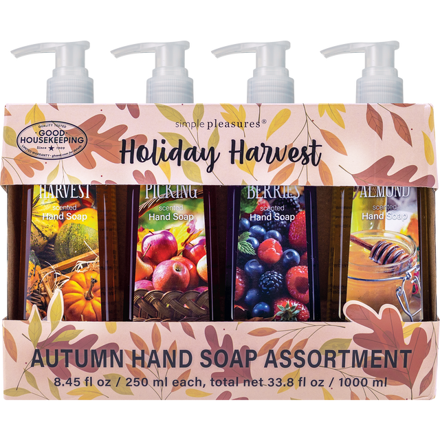 slide 1 of 1, SIMPLE PLEASURES 4pk 250 Ml Soaps Autumn Assortment, 8.45 oz