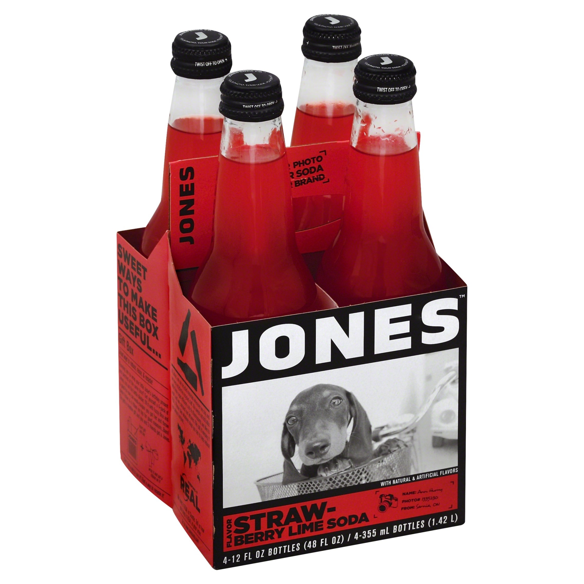 slide 1 of 1, Jones Soda, Strawberry Lime Flavor - 4 ct, 4 ct