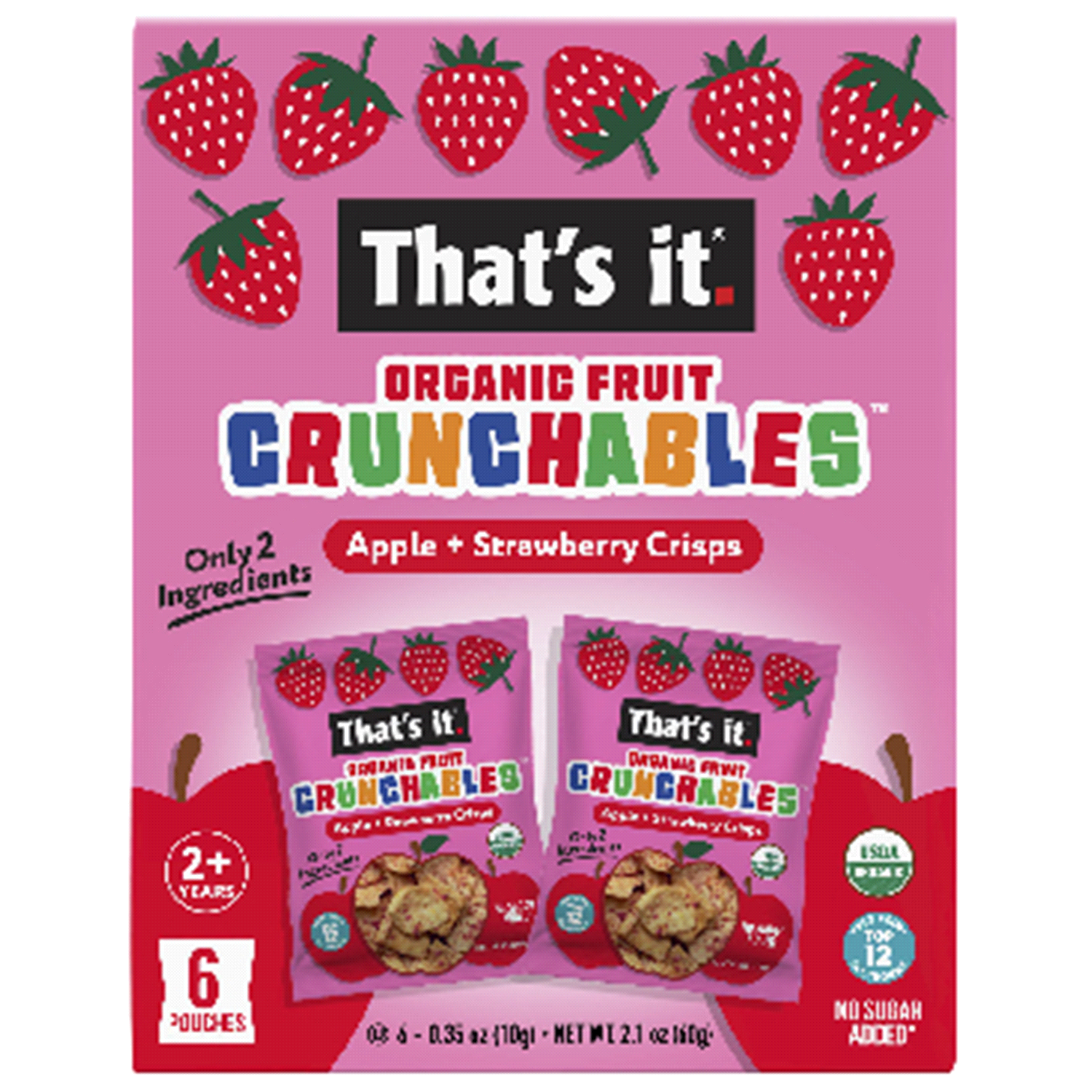 slide 1 of 3, That's it. That's It Organic Crunchables - Apple + Strawberry Crisps, 6 ct