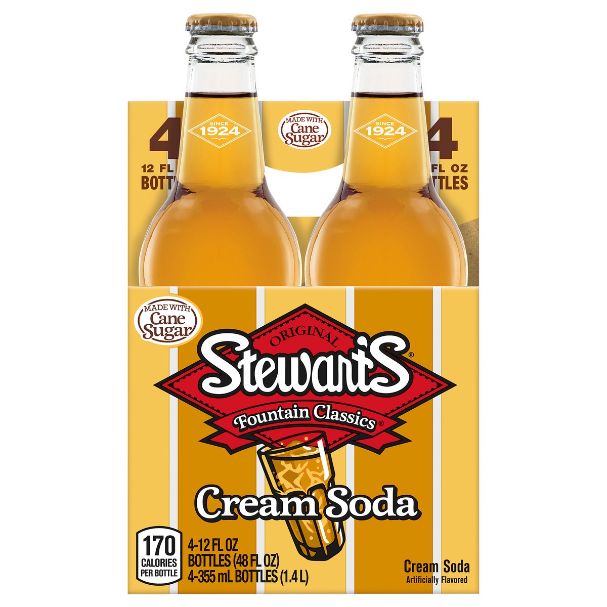 slide 1 of 3, Stewart's Cream Soda Bottles - 48 fl oz, 4 ct; 12 oz