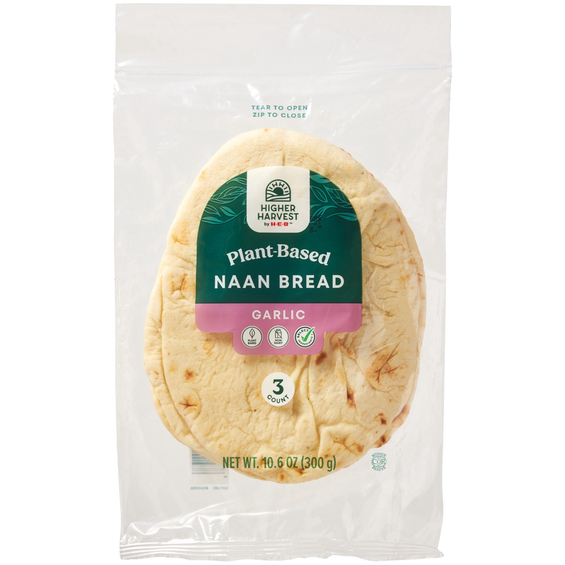 slide 1 of 1, H-E-B Garlic Vegan NaanBread, 3 ct