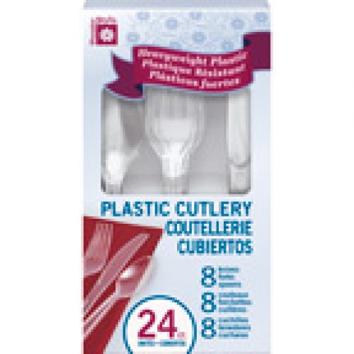 slide 1 of 1, Premier Stylz Clear Assorted Plastic Cutlery, 24 ct