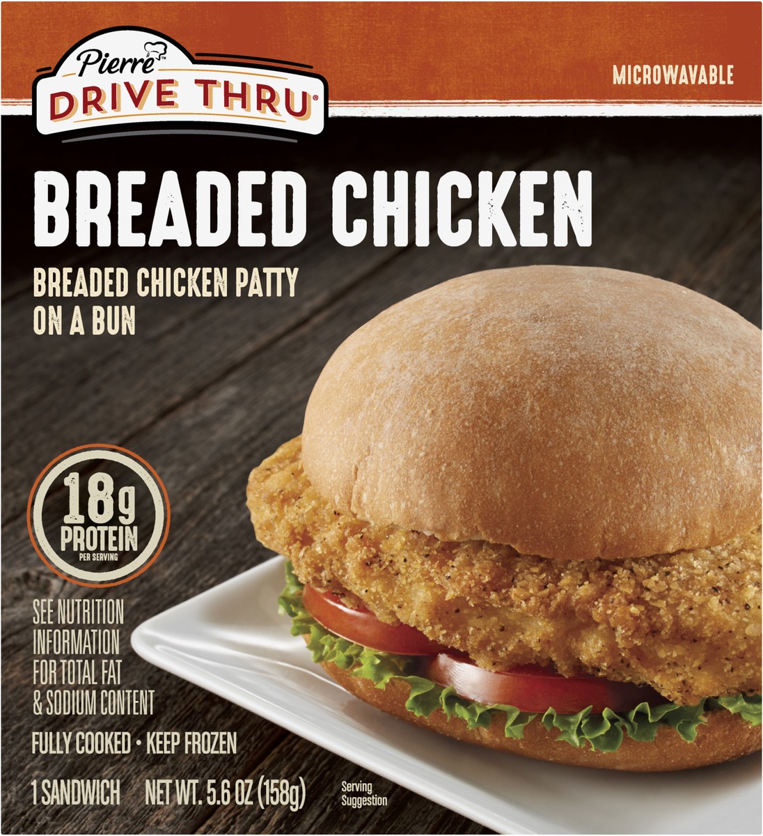 slide 8 of 9, Pierre Drive Thru Breaded Chicken Sandwich, 5.6 oz