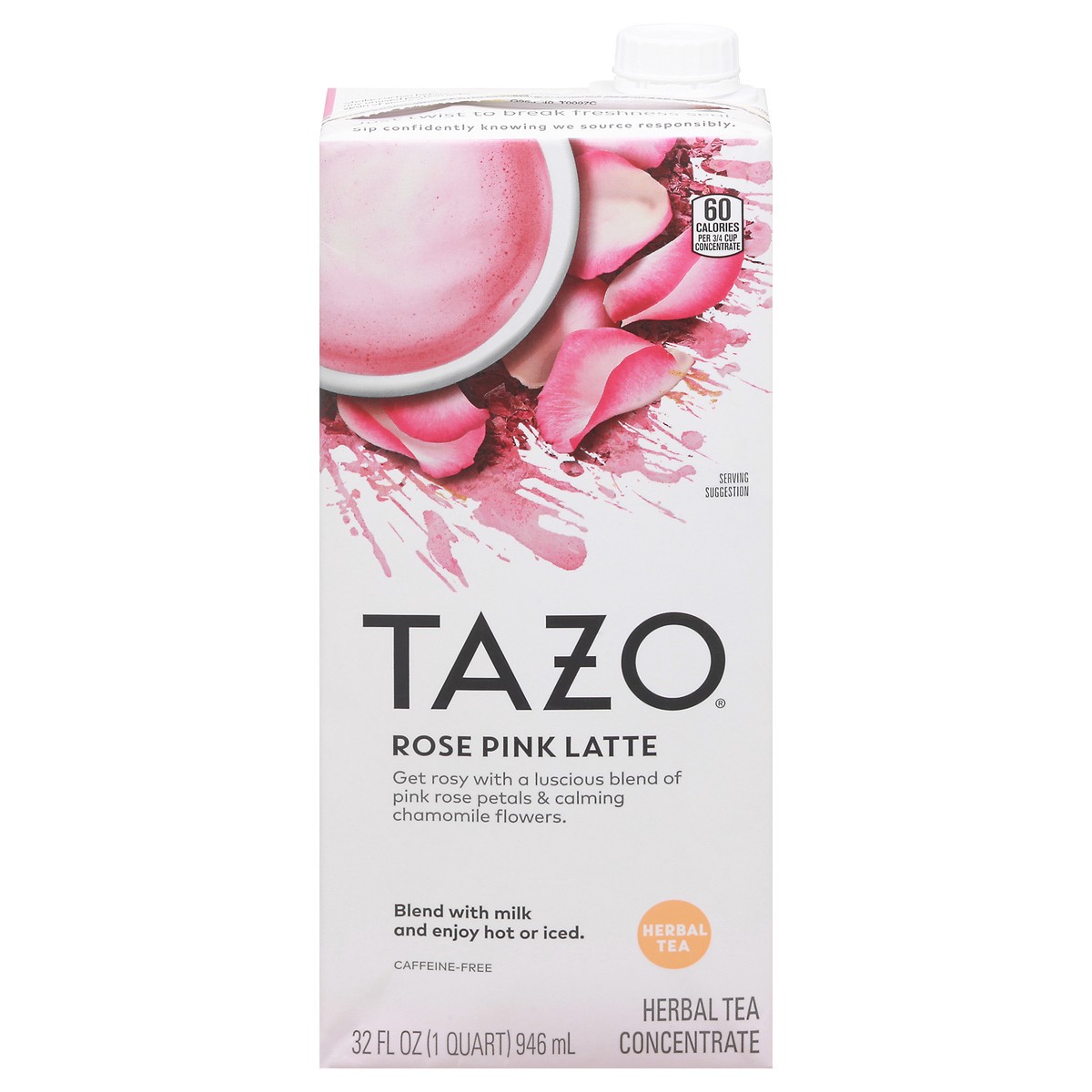 slide 1 of 12, Tazo Rose Pink Latte Herbal Tea Concentrate 32 fl oz, 32 fl oz