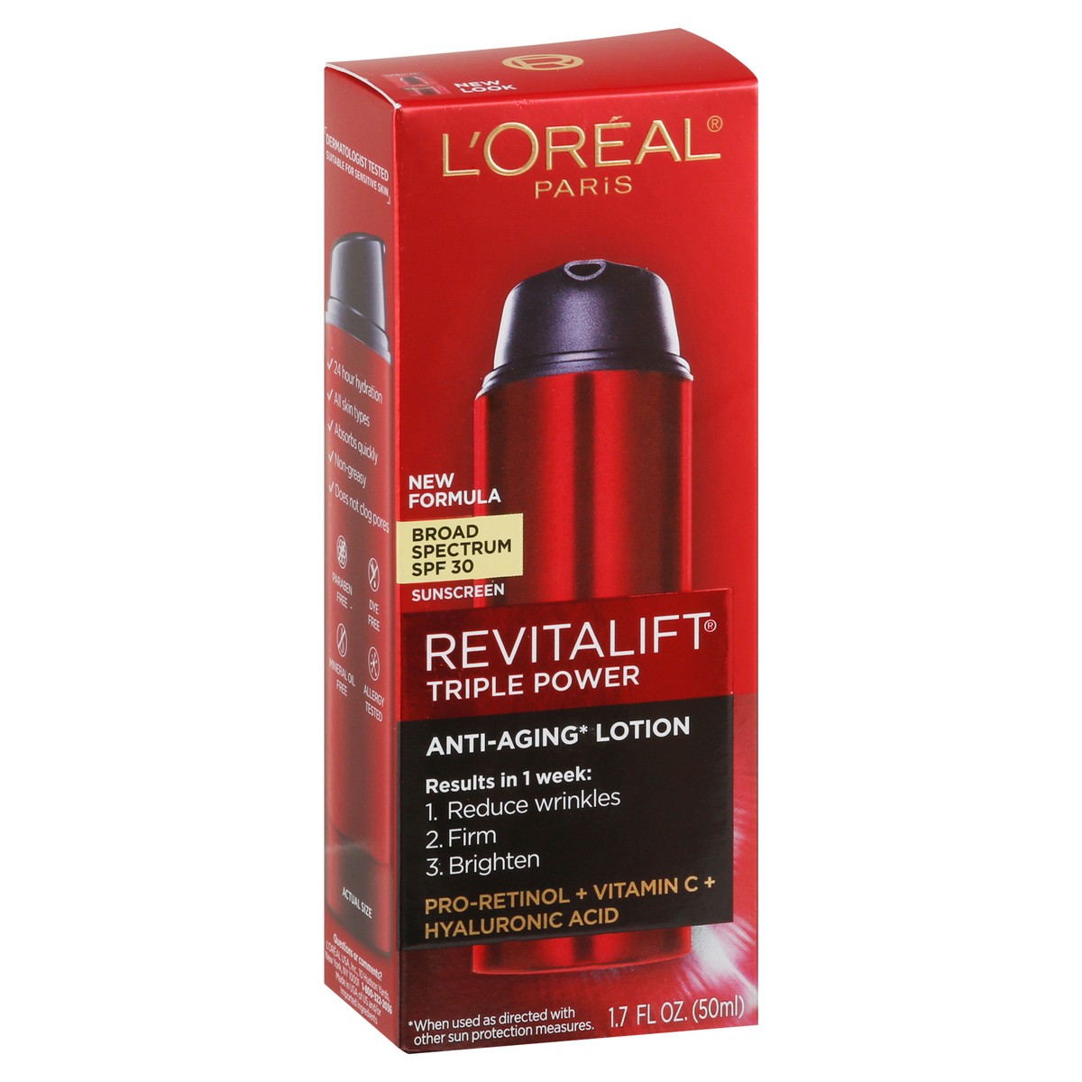 slide 3 of 9, L'Oréal Revitalift Broad Spectrum SPF 30 Triple Power Anti-Aging Lotion 1.7 fl oz, 1.7 fl oz