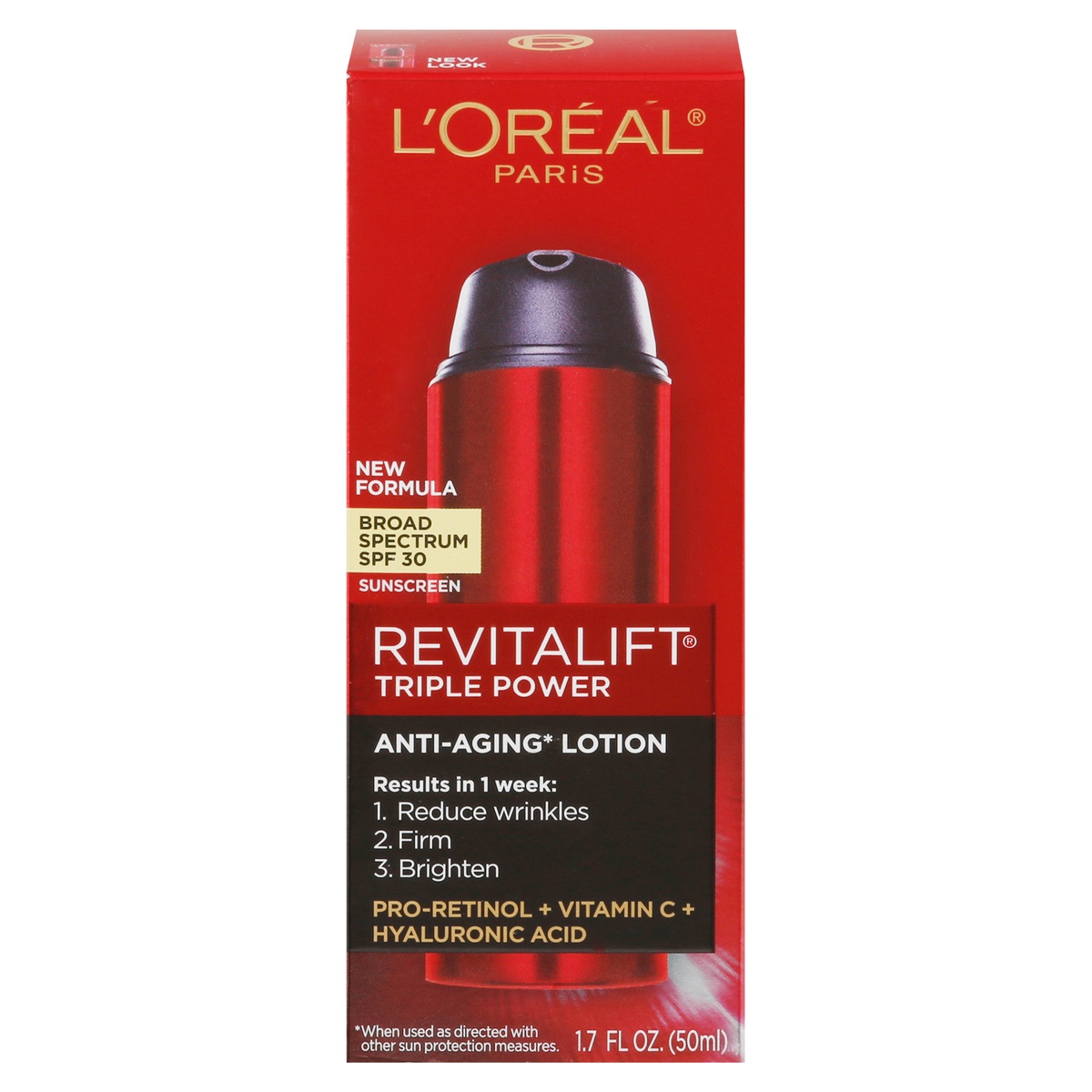 slide 1 of 1, L'Oréal Revitalift Triple Power Broad Spectrum SPF 30 Sunscreen, 1.7 oz